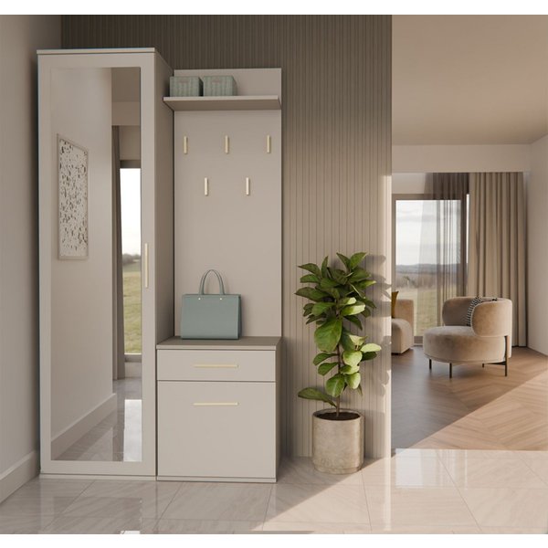Selsey Garderoben-Set DUVIO, Flurmöbel-Set mit Spiegel & Schuhschrank, 100x180 cm