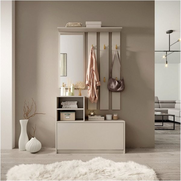 Selsey Garderoben-Set YESFIR, mit Schuhschrank, Spiegel und Wandpaneel mit Haken, 85 cm