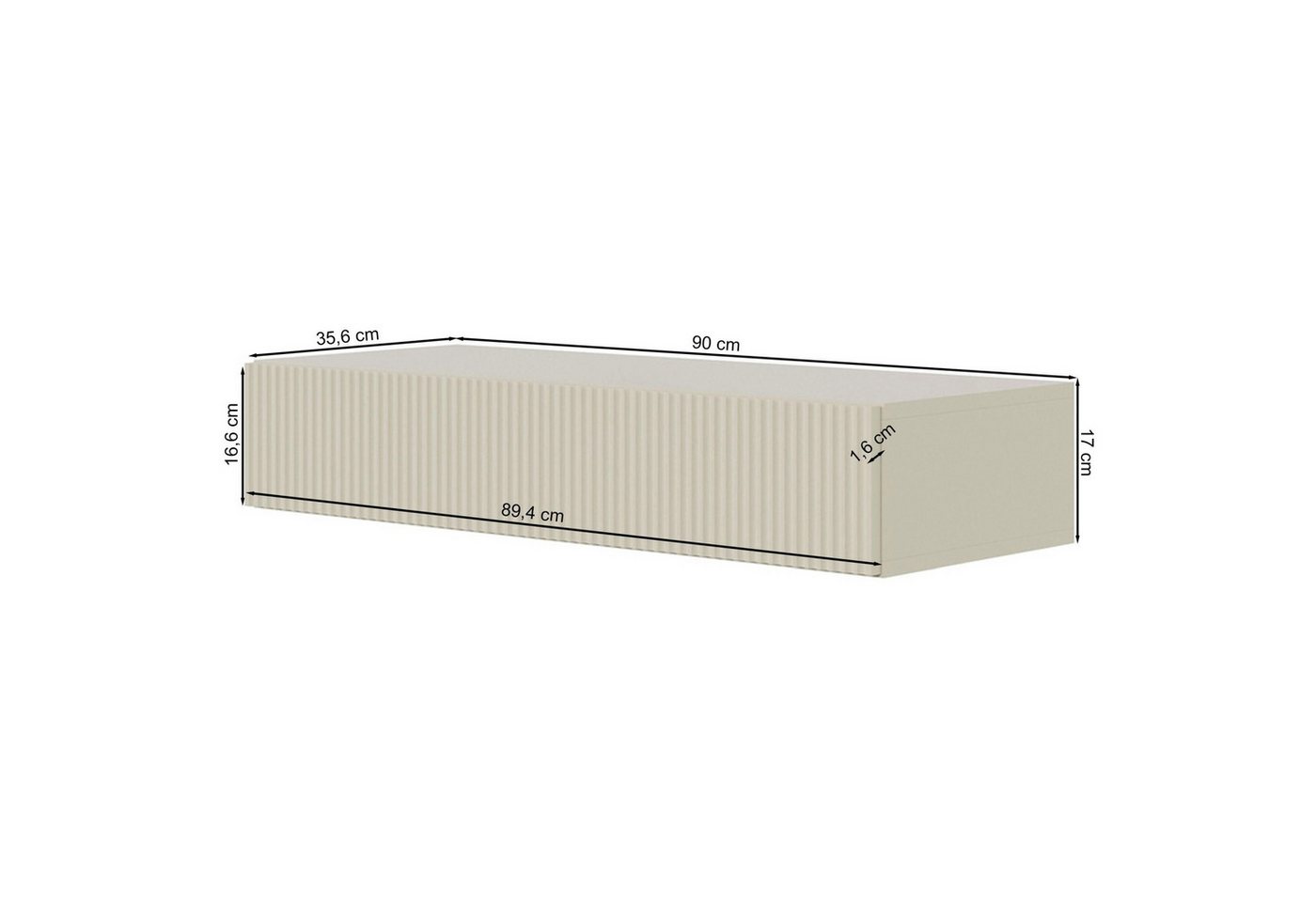 Selsey Konsolentisch VELDIO, hängend, mit gefräster Front und Schublade, 90 cm – Bild 4 von 5