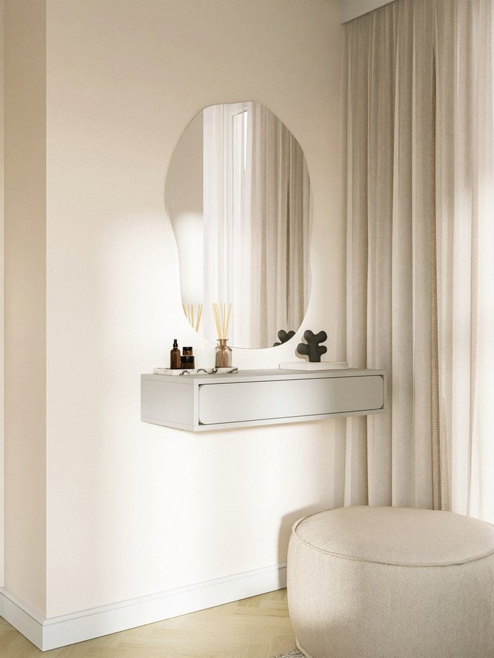 Selsey Konsolentisch WUWU, Hängekonsole mit Schublade, Greige, 90 cm – Bild 2 von 5