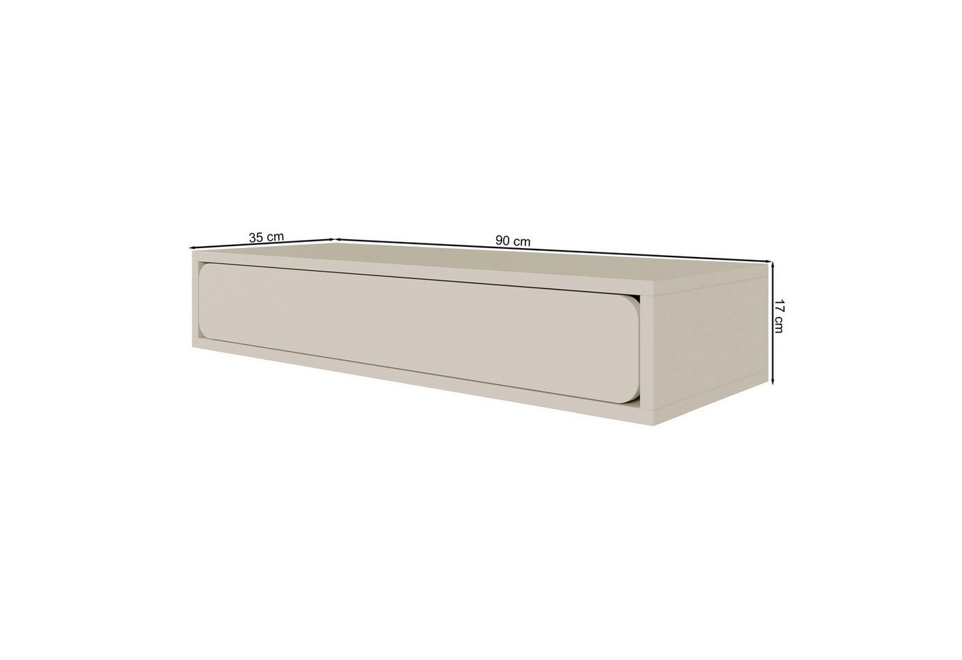 Selsey Konsolentisch WUWU, Hängekonsole mit Schublade, Greige, 90 cm – Bild 4 von 5