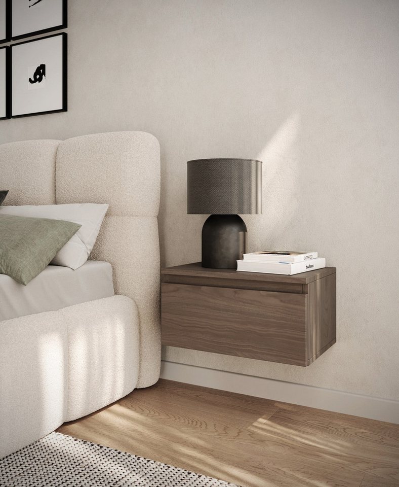 Selsey Nachttisch BEMMI, Wandnachttisch mit Schublade – schwebendes Design, matt, 48 cm breit – Bild 2 von 5