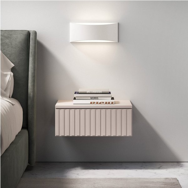 Selsey Nachttisch CALETTO, Wandhängender Nachttisch mit Schublade, 45 cm, Kaschmir