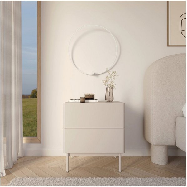Selsey Nachttisch OLIO, Nachttisch mit 2 Schubladen, 50 cm, Farbe Kaschmir