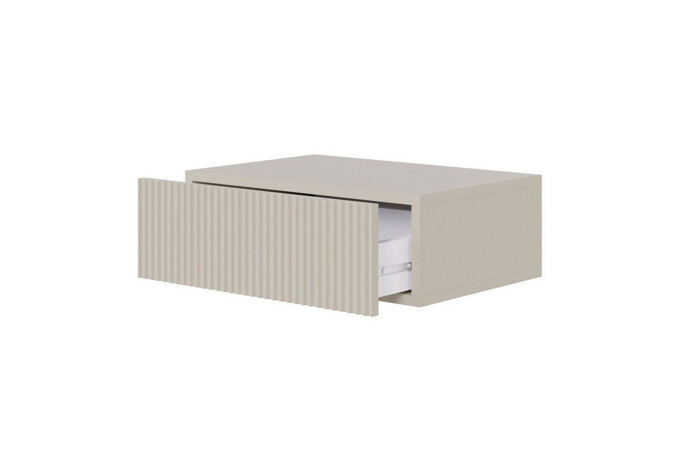 Selsey Nachttisch VARIMIS, mit Schublade und geriffelter Front, 50 cm, Greige – Bild 3 von 5