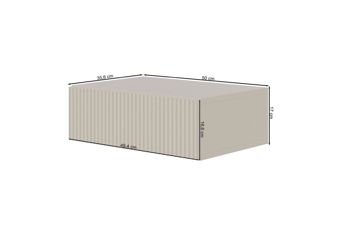 Selsey Nachttisch VARIMIS, mit Schublade und geriffelter Front, 50 cm, Greige – Bild 4 von 5