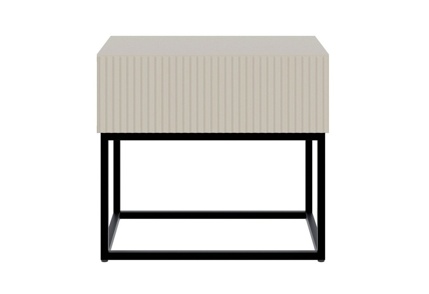 Selsey Nachttisch VELDIO, mit Schublade, gefräster Front und Metallbeinen, 50 cm – Bild 5 von 5