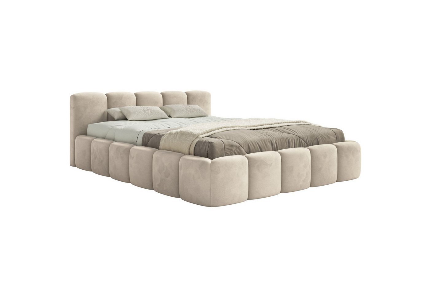 Selsey Polsterbett CLOUDY LOW, Bouclé, Chenille oder Velours, mit/ohne Bettkasten, 140–200 cm – Bild 3 von 5