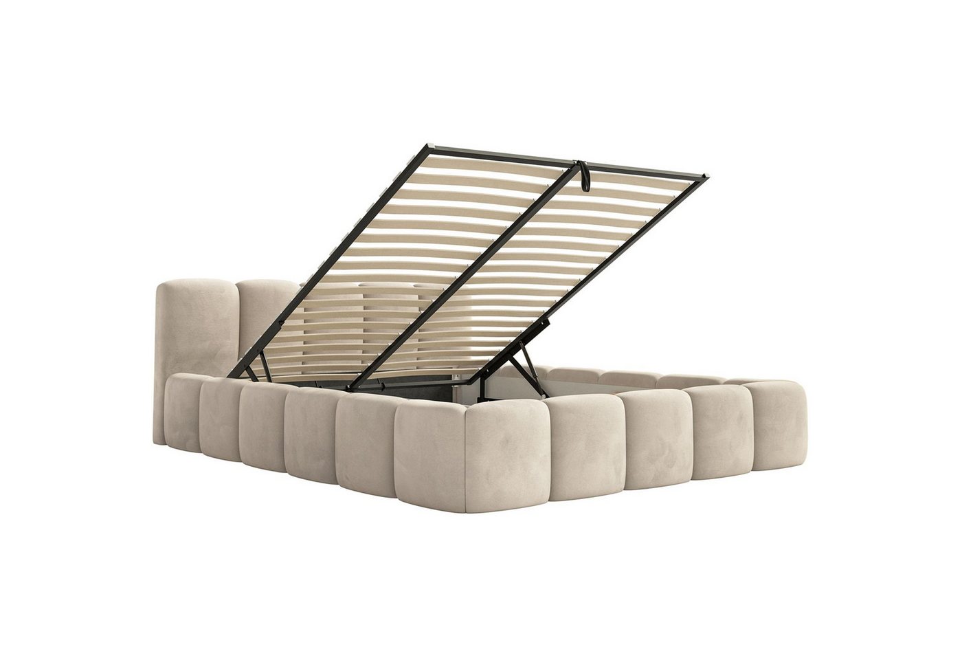 Selsey Polsterbett CLOUDY LOW, Bouclé, Chenille oder Velours, mit/ohne Bettkasten, 140–200 cm – Bild 4 von 5