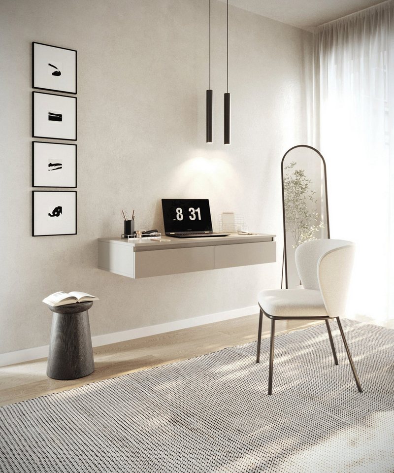 Selsey Schminktisch BEMMI, Hängeschreibtisch Schminktisch mit 2 Schubladen 120 cm breit – Bild 2 von 5