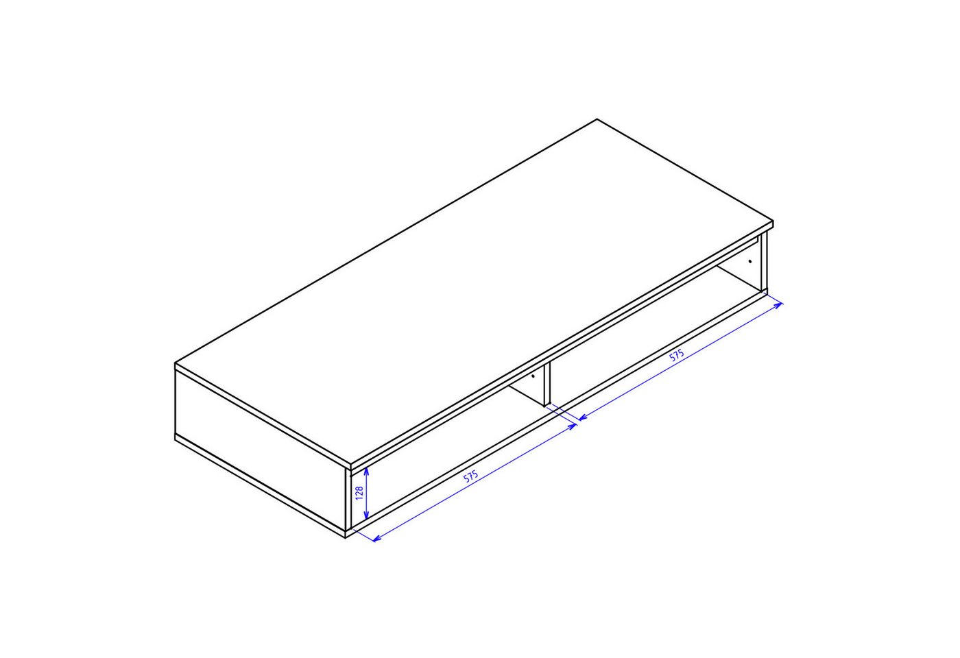 Selsey Schminktisch BEMMI, Hängeschreibtisch Schminktisch mit 2 Schubladen 120 cm breit – Bild 5 von 5