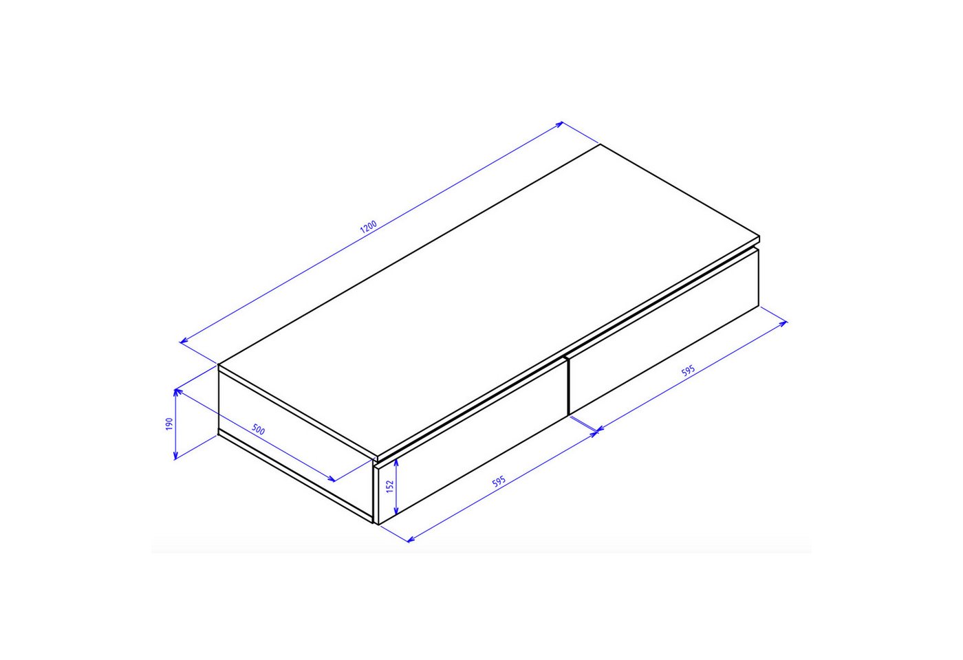Selsey Schminktisch BEMMI, Hängeschreibtisch Schminktisch mit 2 Schubladen 120 cm breit – Bild 4 von 5