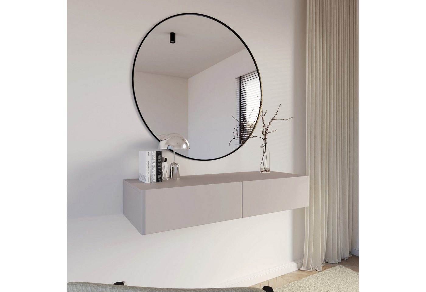 Selsey Schminktisch OLIO, Wandhängender Schminktisch mit 2 Schubladen, 110 cm breit – Bild 2 von 5