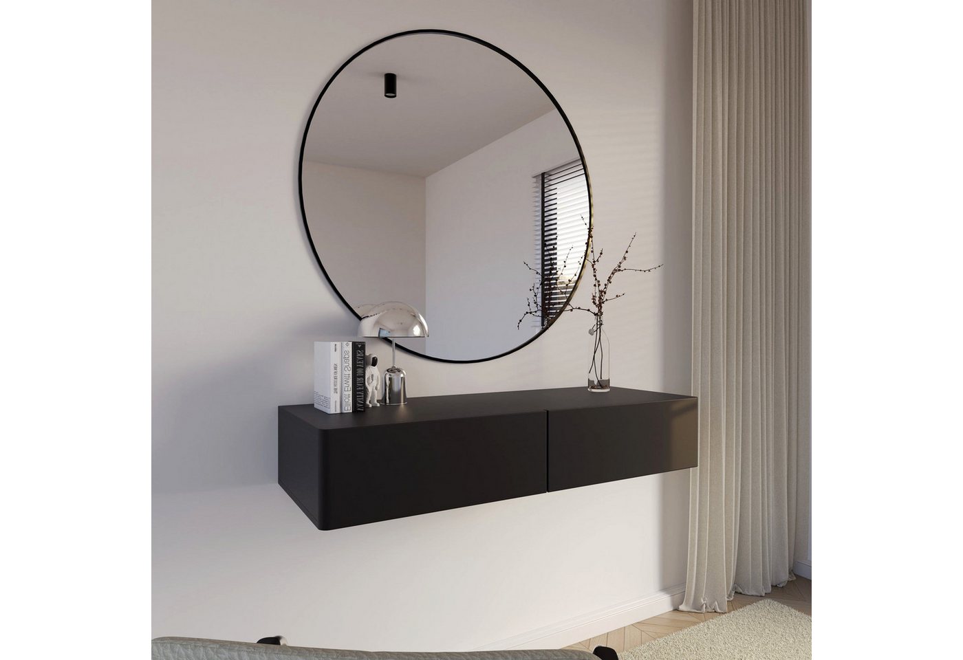 Selsey Schminktisch OLIO, Wandhängender Schminktisch mit 2 Schubladen, 110 cm breit – Bild 2 von 5