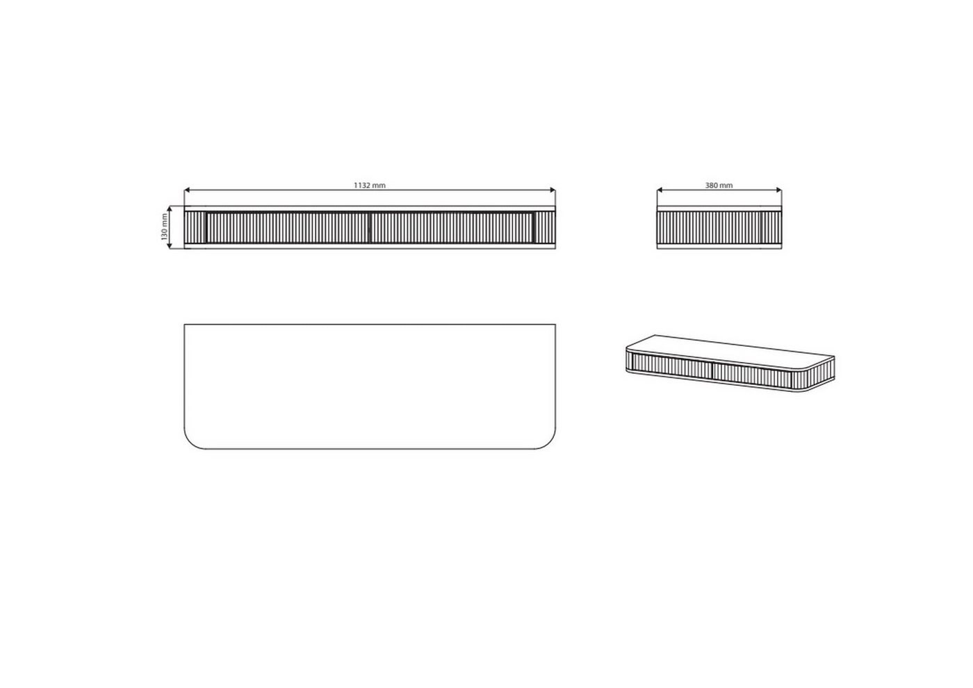 Selsey Schminktisch OVARLO, hängend mit 2 Schubladen, 113 cm – Bild 4 von 5