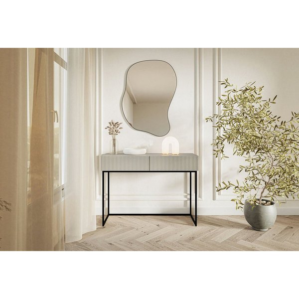 Selsey Schminktisch VELDIO, 2 Schubladen mit geriffelten Fronten, Metallgestell, 110 cm breit