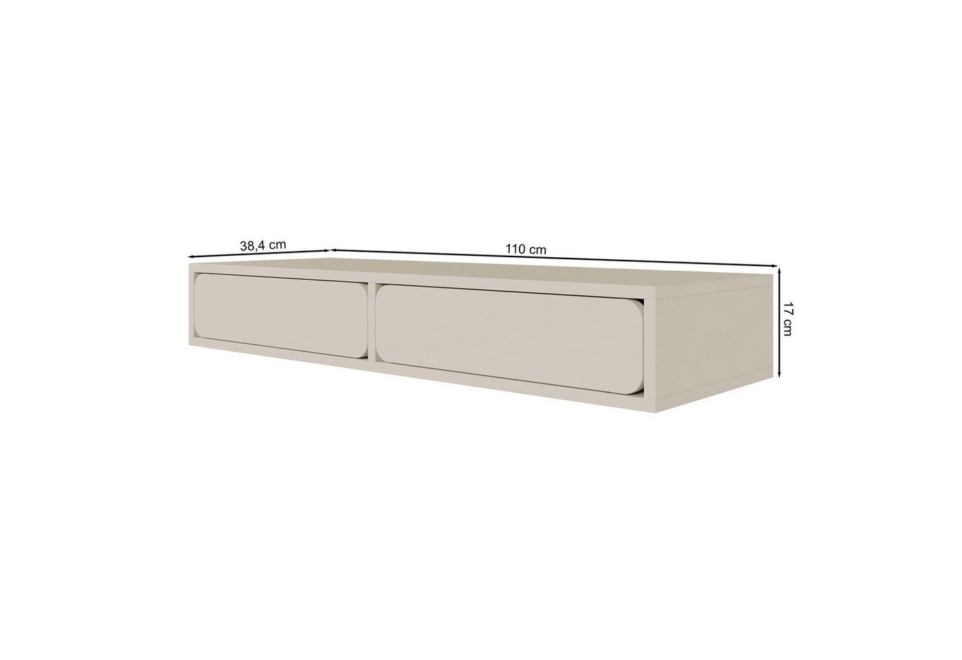 Selsey Schminktisch WUWU, Wandschminktisch mit 2 Schubladen, Greige, 110 cm – Bild 4 von 5
