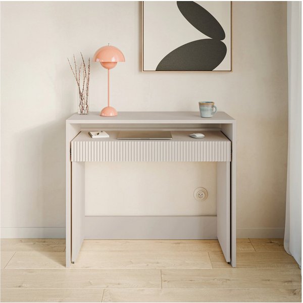 Selsey Schminktisch ZOOM, Schublade, Wiener Geflecht Optik, Lamellen Eiche, Metallgestell