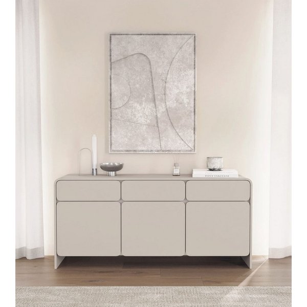 Selsey Sideboard LUMMO, Sideboard 3-türig mit 3 Schubladen, Kaschmirgrau, 156 cm