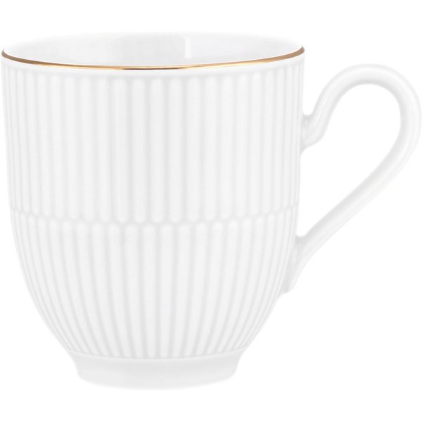Seltmann Weiden Becher Amina, 1-tlg., Porzellan, Kaffeebecher, Tasse, mit Relief und edler Goldumrandung