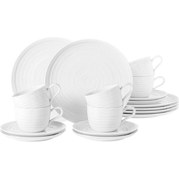 Seltmann Weiden Kaffeeservice Geschirr-Set, Service Terra (18-tlg), 6 Personen, Porzellan, Tassen, Teller, Untertassen, Made in Germany, 18 Teile, für 6 Persone