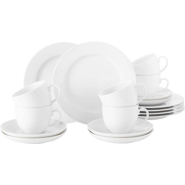 Seltmann Weiden Kaffeeservice Geschirr-Set, Service Rondo (18-tlg), 6 Personen, Porzellan, Tassen, Teller, Untertassen, 18 Teile, für 6 Personen Made in Germany
