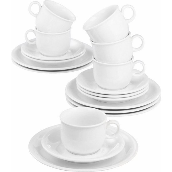 Seltmann Weiden Kaffeeservice Geschirr-Set, Service Compact (18-tlg), 6 Personen, Porzellan, Geschirr-Set, Teller, Tassen, Untertassen, 18 Teile,für 6 Personen