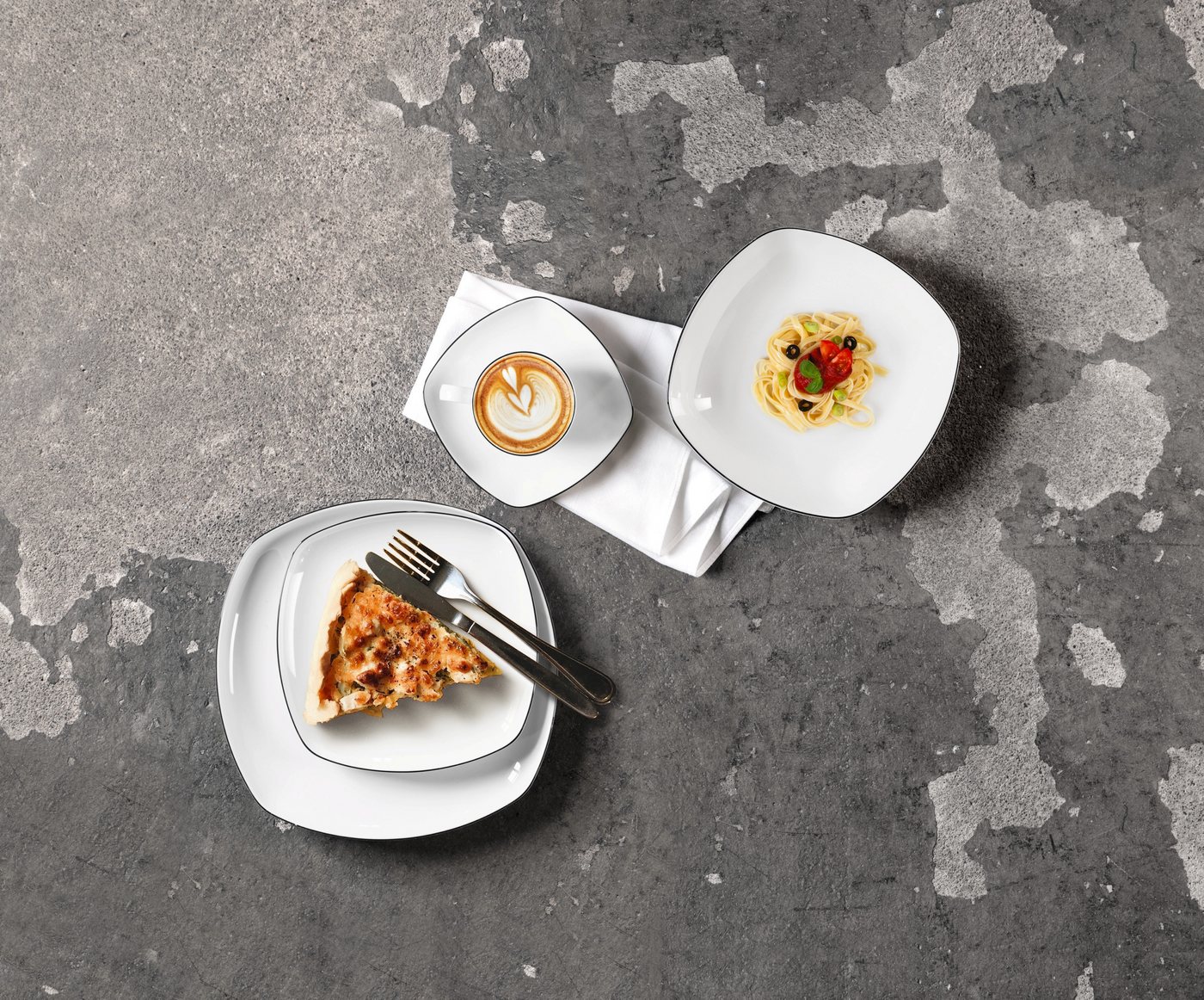 Seltmann Weiden Kaffeeservice Geschirr-Set, Service Lido Black Line (18-tlg), 6 Personen, Porzellan, Tassen, Untertassen, Teller, 18 Teile, für 6 Personen, Made – Bild 3 von 3