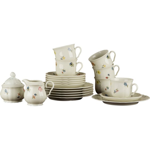 Seltmann Weiden Kaffeeservice Geschirr-Set, Service Marieluise (20-tlg), 6 Personen, Porzellan, Geschirr, Geschirr-Set, Made in Germany, 20 Teile, für 6 Persone