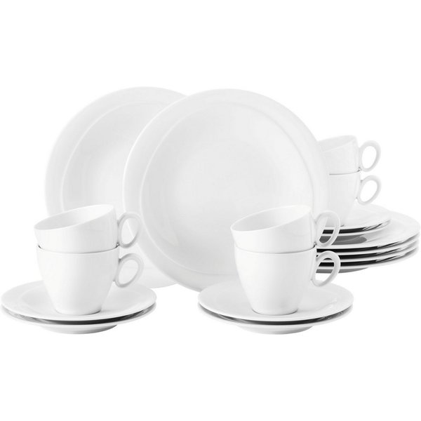 Seltmann Weiden Kaffeeservice Geschirr-Set, Service Trio (18-tlg), 6 Personen, Porzellan, Tassen, Teller, Untertassen, Made in Germany, 18 Teile, für 6 Personen