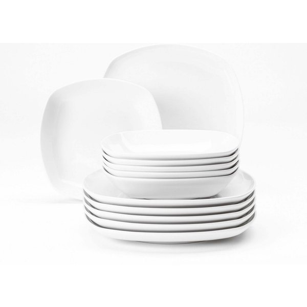 Seltmann Weiden Tafelservice Geschirr-Set Lido (12-tlg), 6 Personen, Porzellan, Geschirr, Teller Set, Teller 12 Teile, für 6 Personen, Made in Germany