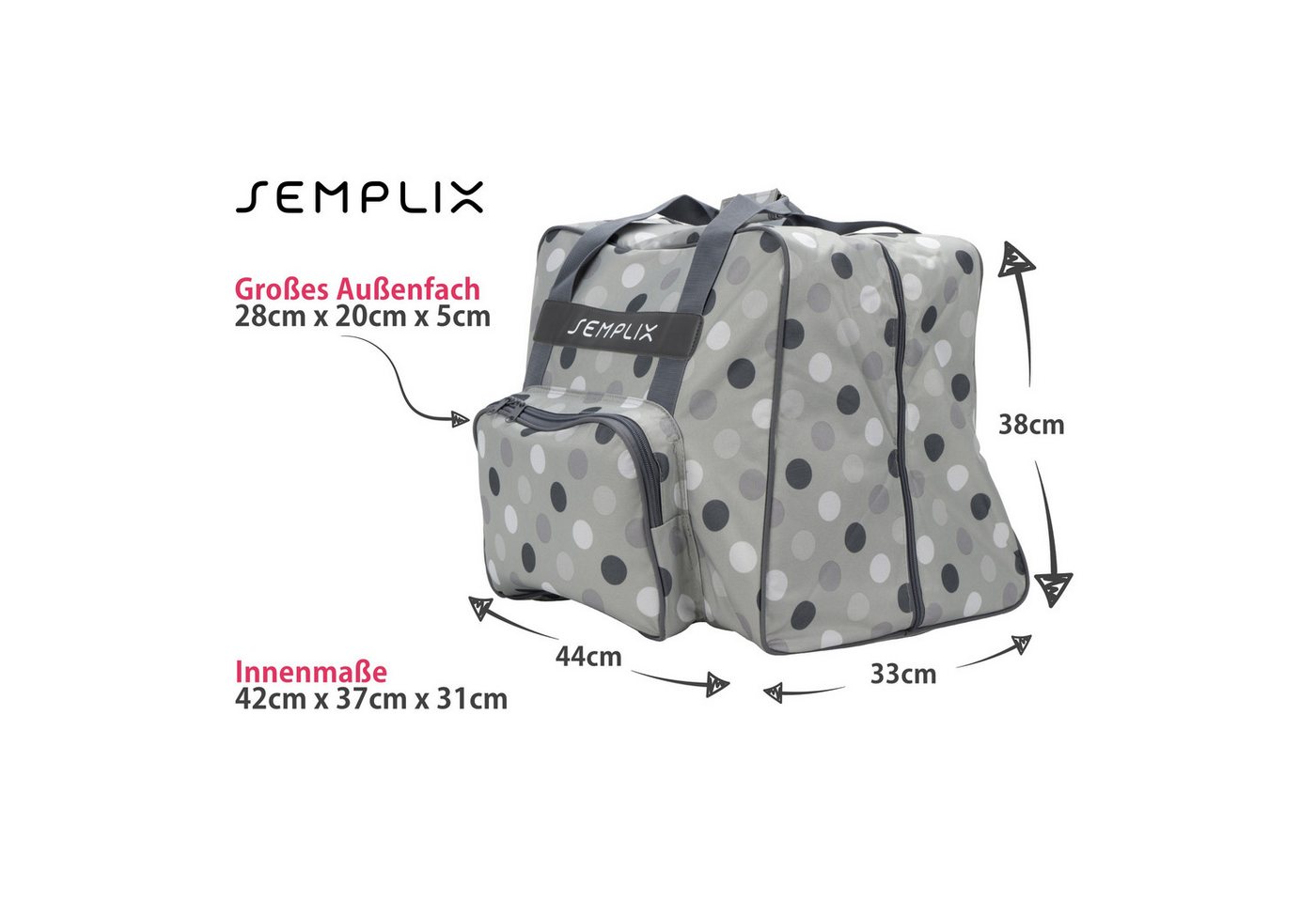 Semplix Nähmaschinentasche Overlock-/Coverlock Maschinentasche Polka Dots – Bild 2 von 5