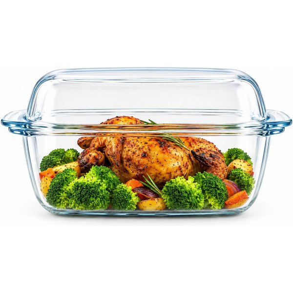 Sendez Bräter XXL Glasbräter 7,0 L mit Deckel Auflaufform Glaskochgeschirr Ofenform, Glas (2-tlg)