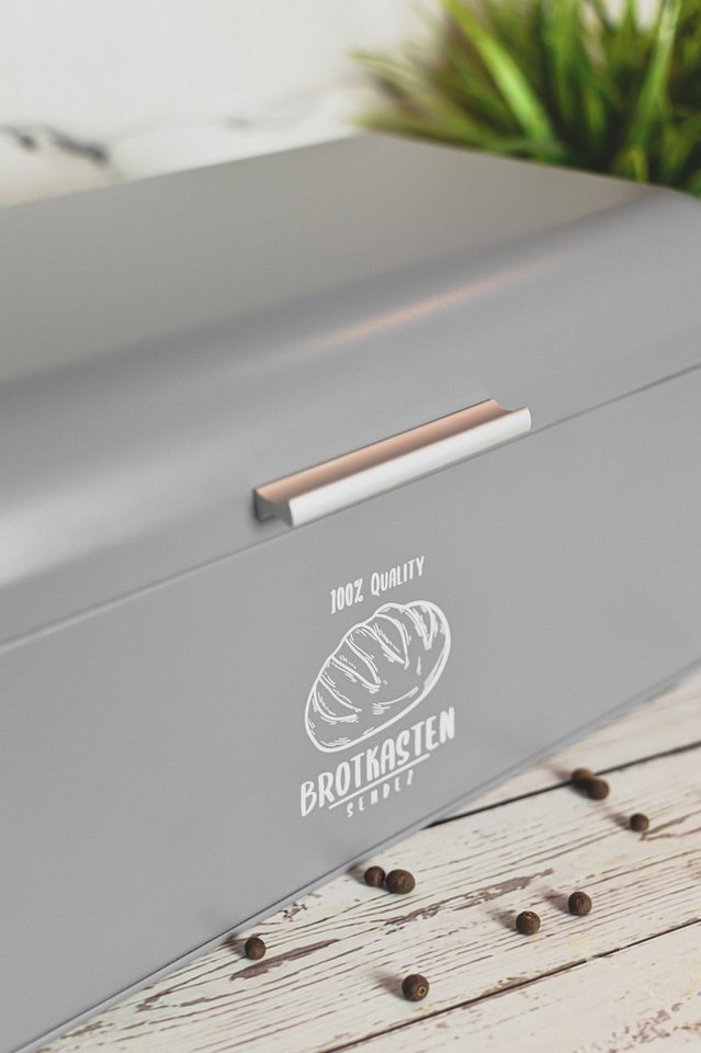 Sendez Brotkasten aus Metall mit Klappdeckel Rollbrotkasten Brotbehälter Brotbox, Metall, (Brotkasten), Brotkasten – Bild 4 von 4