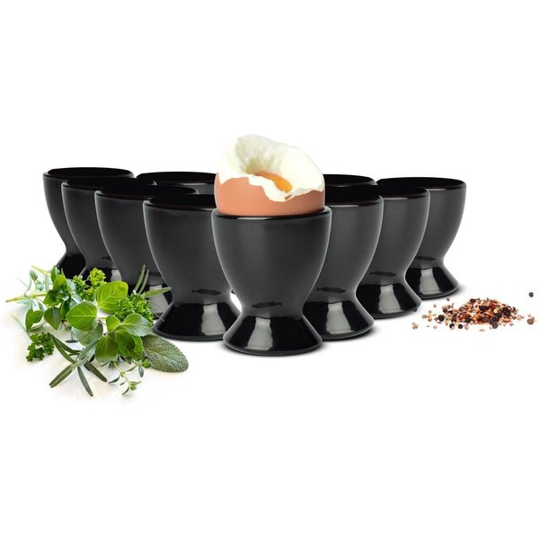 Sendez Eierbecher 6 schwarze Eierbecher aus Glas Eierständer Eierhalter Glaseierbecher