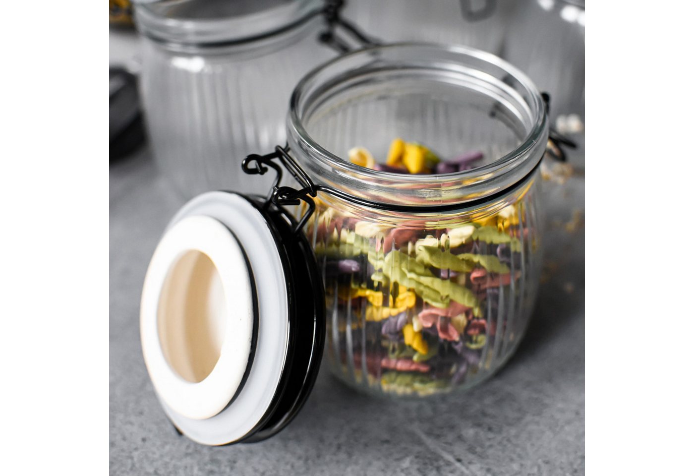 Sendez Einmachglas 6 Einmachgläser 720ml mit Keramikdeckel Vorratsgläser Vorratsgefäß, Glas, (6-tlg) – Bild 3 von 5