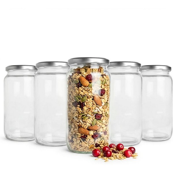 Sendez Einmachglas 6er Set Einmachgläser 1 Liter Glas Vorratsgläser für Küche Einmachen, Glas, (6-tlg., Einmachglas), Vorratsglas
