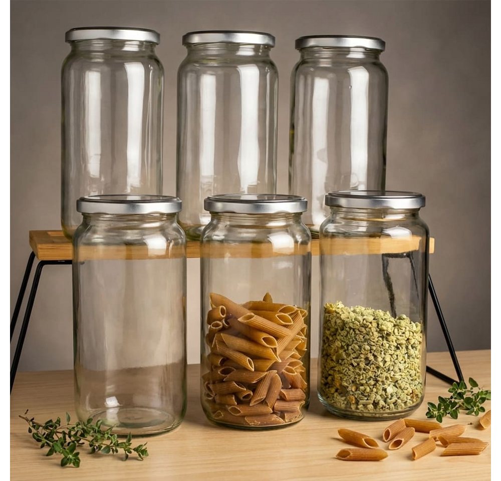 Sendez Einmachglas 6er Set Einmachgläser 1 Liter Glas Vorratsgläser für Küche Einmachen, Glas, (6-tlg., Einmachglas), Vorratsglas – Bild 2 von 5