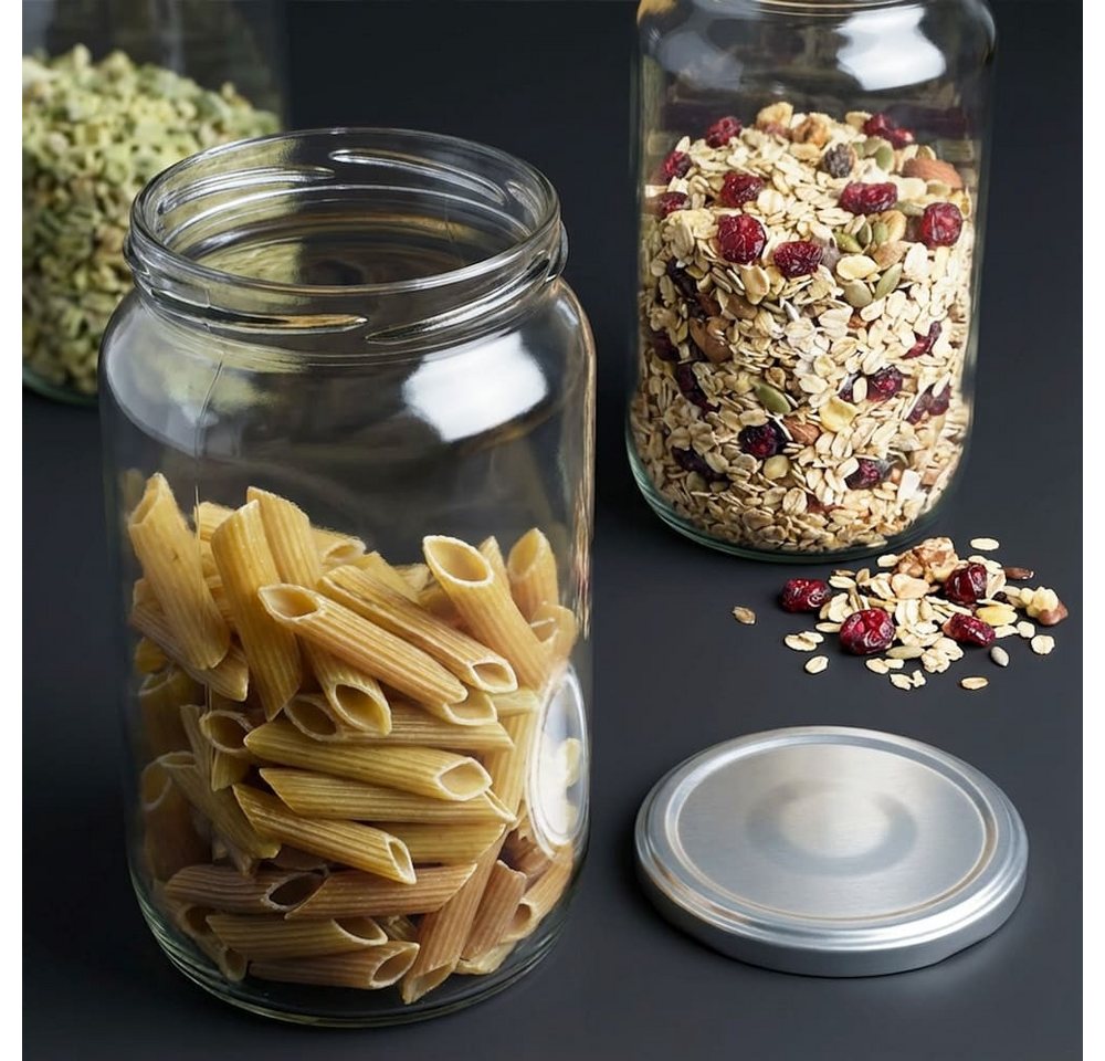 Sendez Einmachglas 6er Set Einmachgläser 1 Liter Glas Vorratsgläser für Küche Einmachen, Glas, (6-tlg., Einmachglas), Vorratsglas – Bild 4 von 5