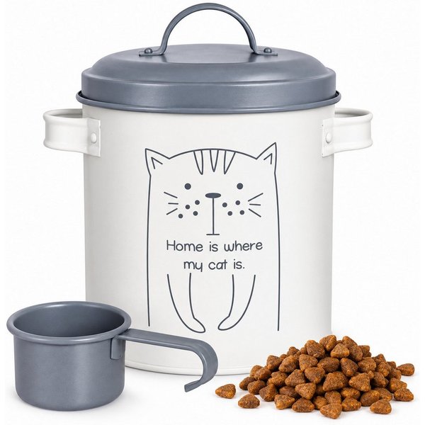 Sendez Katzen-Futterspender Trockenfutterdose mit Deckel Löffel Tierfutter Katzenfutterbox