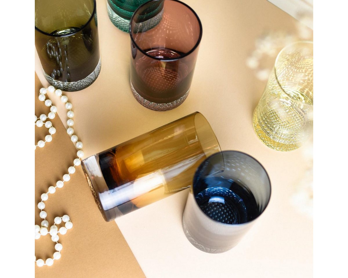 Sendez Longdrinkglas 6 Bunte Longdrinkgläser 340ml Saftgläser Cocktailgläser, 6-tlg., Glas – Bild 3 von 4