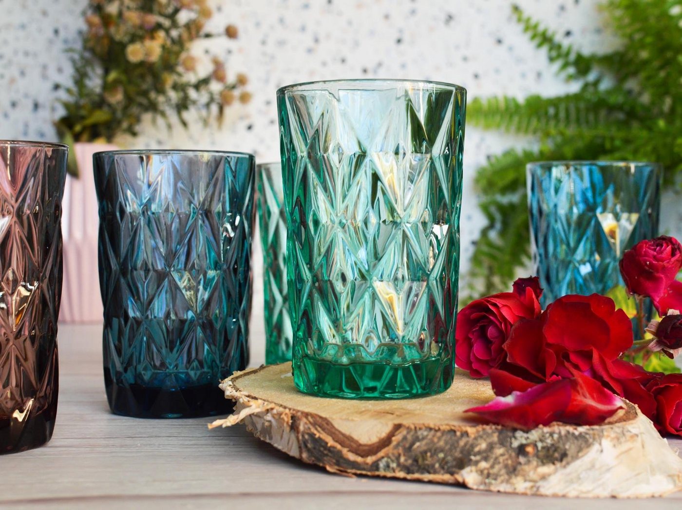 Sendez Longdrinkglas 6 Bunte Trinkgläser 350ml Wassergläser Longdrinkgläser Cocktailgläser, Glas – Bild 2 von 4