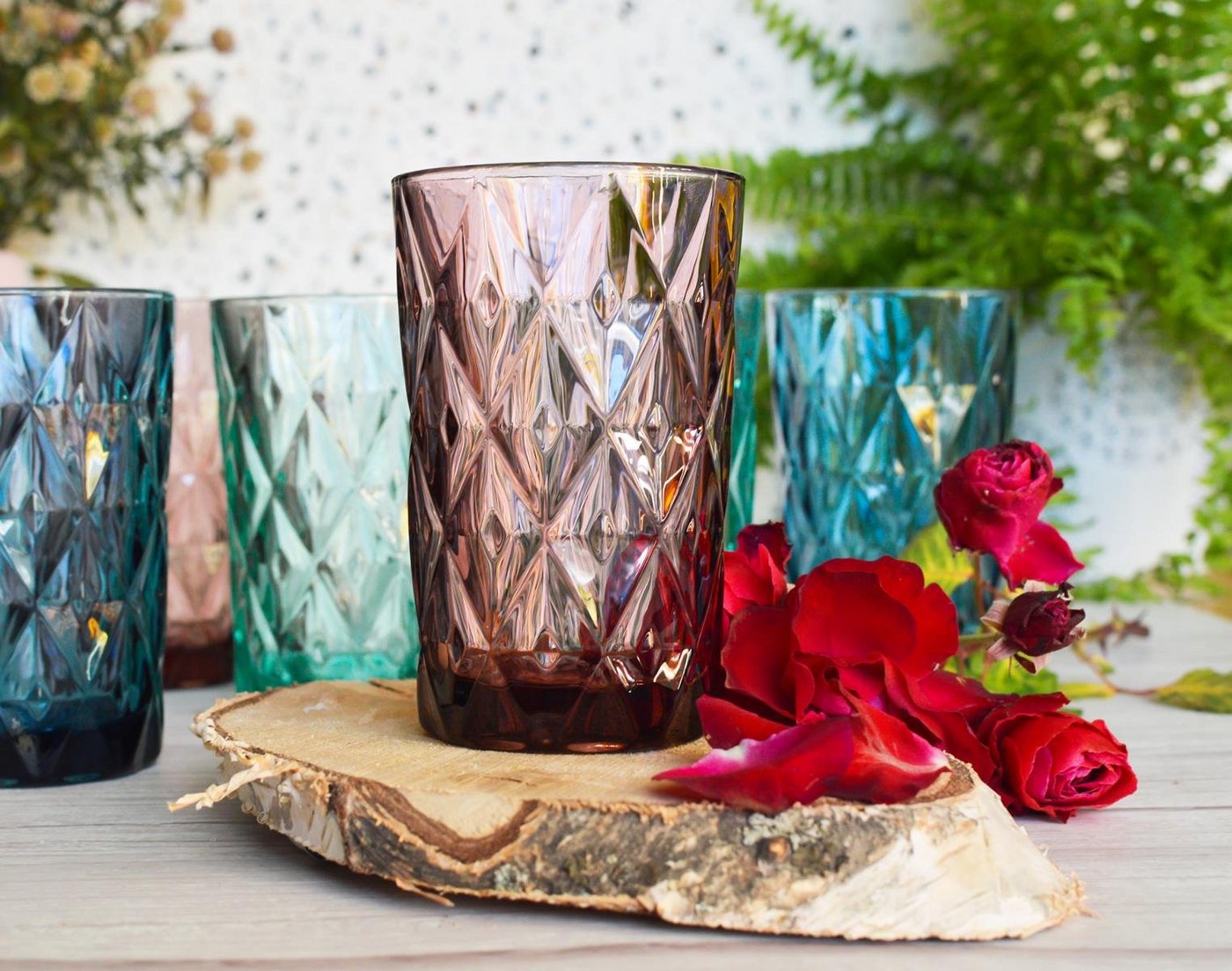 Sendez Longdrinkglas 6 Bunte Trinkgläser 350ml Wassergläser Longdrinkgläser Cocktailgläser, Glas – Bild 3 von 4