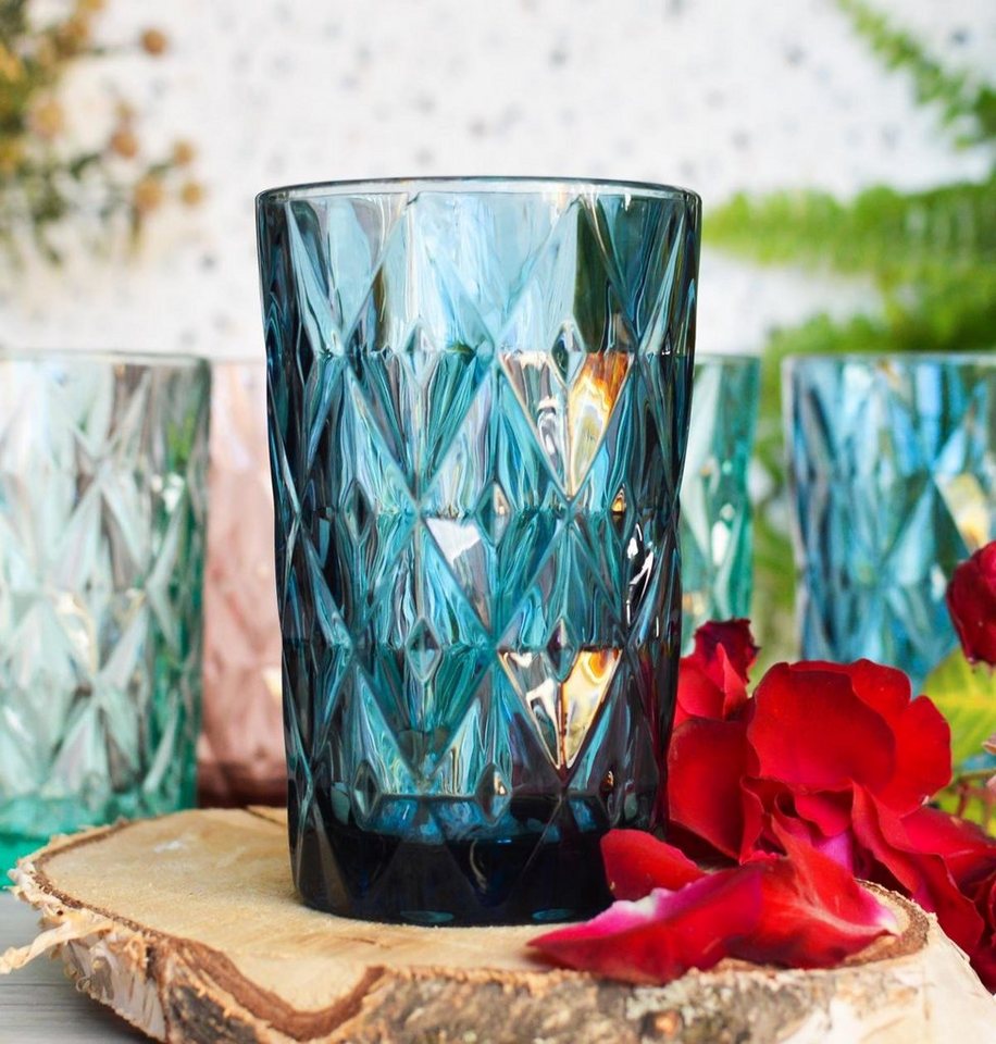 Sendez Longdrinkglas 6 Bunte Trinkgläser 350ml Wassergläser Longdrinkgläser Cocktailgläser, Glas – Bild 4 von 4