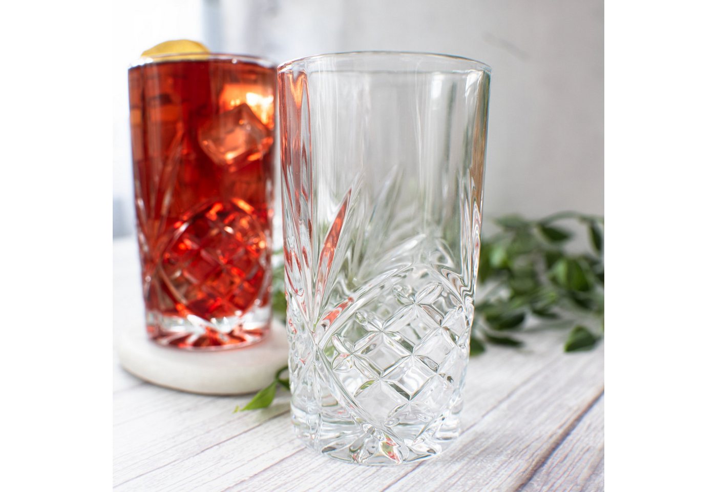 Sendez Longdrinkglas 6 Longdrinkgläser 300ml mit Relief Trinkgläser Cocktailgläser, 6-tlg., Glas – Bild 4 von 5
