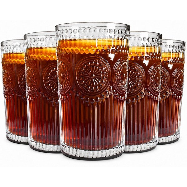 Sendez Longdrinkglas 6 Longdrinkgläser 340ml Sonne Trinkgläser Saftgläser Cocktailgläser, 6-tlg., Glas