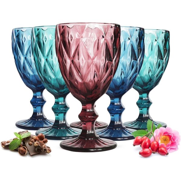 Sendez Rotweinglas 6 bunte Weingläser 300ml Weinglas Rotweingläser Weißweinglas, Glas