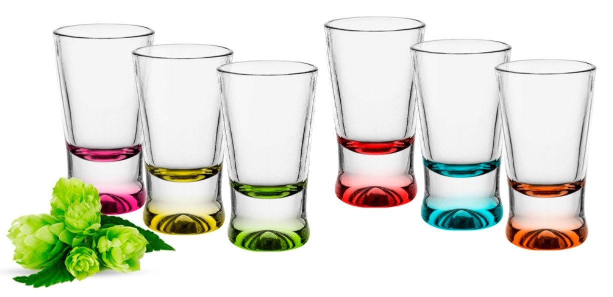 Sendez Schnapsglas 6 Schnapsgläser bunte Gläser Schnaps Shots Stamper Wodkagläser, 6-tlg., Glas – Bild 2 von 2