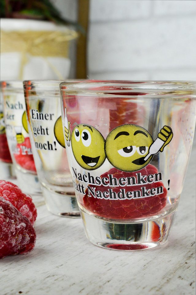 Sendez Schnapsglas 6 Schnapsgläser mit Sprüchen Shots Stamper Wodkagläser Barrel, 6-tlg., Glas – Bild 3 von 5