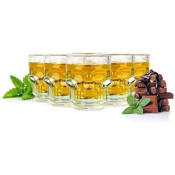 Sendez Schnapsglas Schnapsgläser in Totenkopf Shotgläser Schnaps Shots Stamper, 6-tlg., Glas